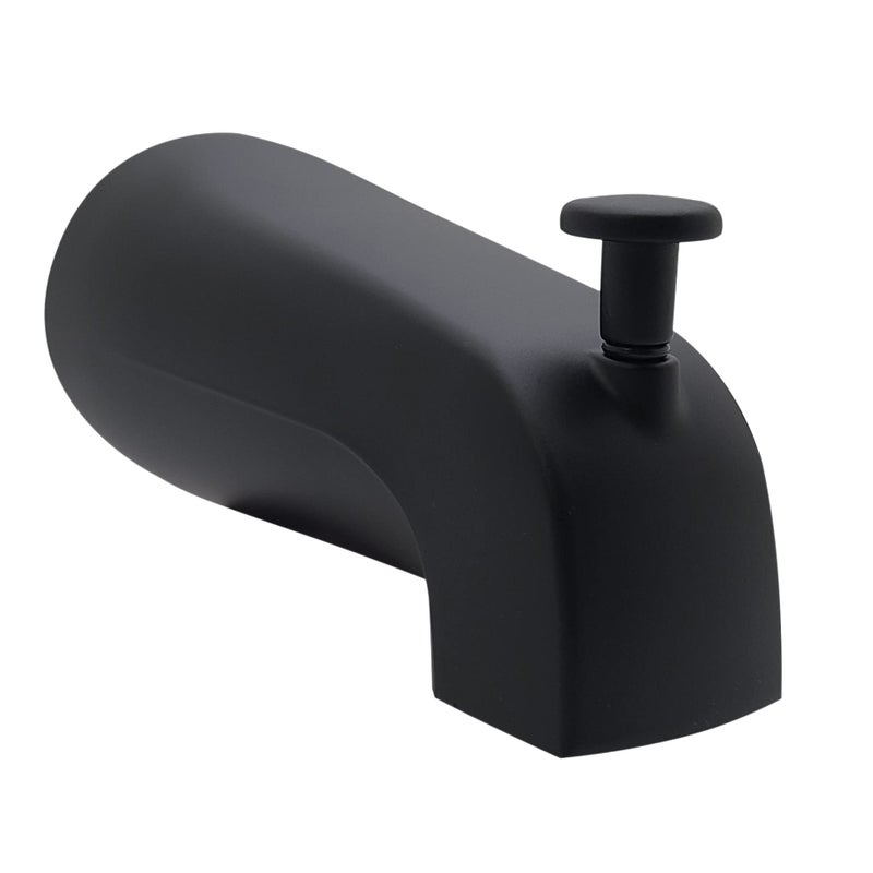 Westbrass E531D-1F-62 5-1/4" Reach Wall Mount Tub Spout with Front Diverter, Matte Black - Image 1